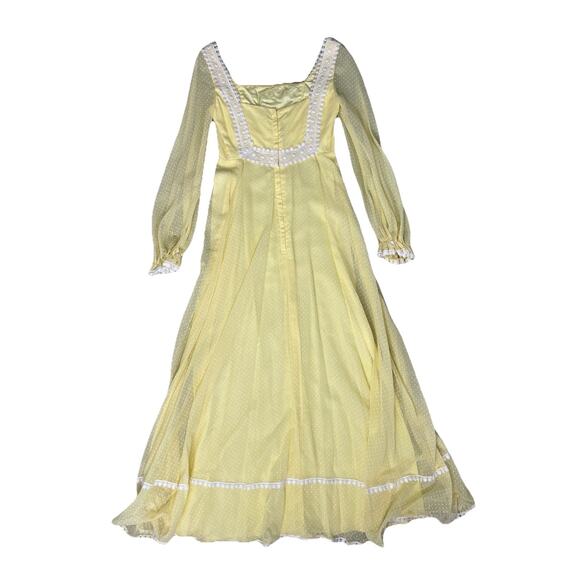 Vintage Sylvia Ann Yellow Swiss Dot Maxi Dress - Picture 11 of 15